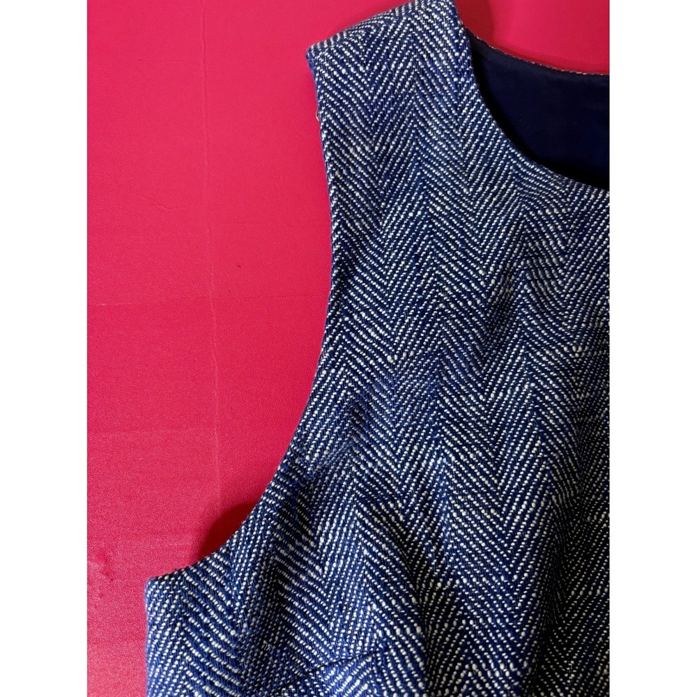J. CREW Womens Blue Herringbone Layered Sleeveless Sheath Dress 4 Preppy Office - Picture 10 of 13